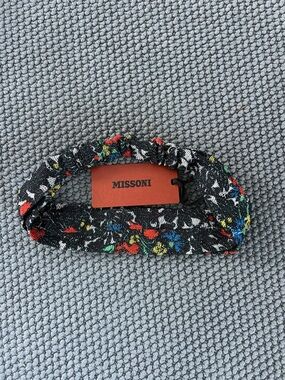 MISSONI Multicolor flowered headband with metallic threading detail one size NWT